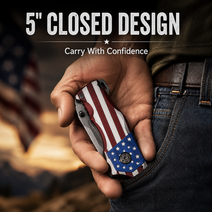 USA Patriotic Folding Pocket Knife MX-A849CL 5" Closed 3.75" 3MM BLADE, USA Flag Knife