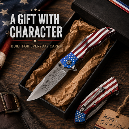 USA Patriotic Folding Pocket Knife MX-A849CL 5" Closed 3.75" 3MM BLADE, USA Flag Knife