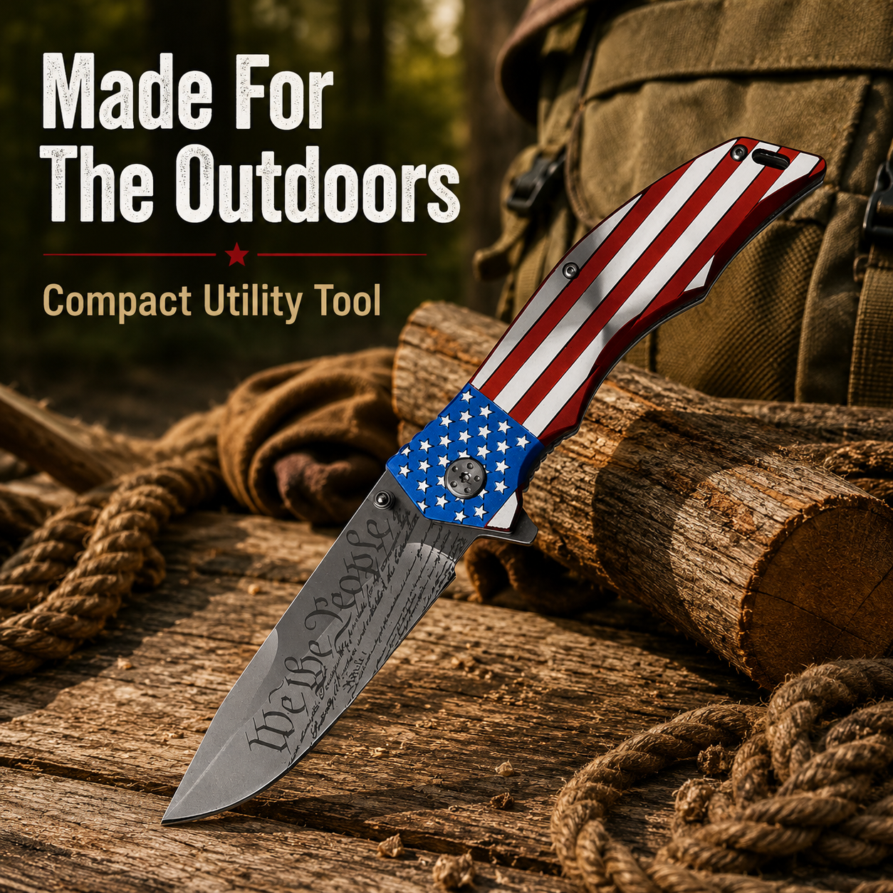 USA Patriotic Folding Pocket Knife MX-A849CL 5" Closed 3.75" 3MM BLADE, USA Flag Knife