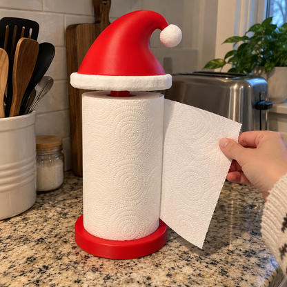 50% OFF🎅🎄 Santa Hat Paper Towel Holder – Festive Christmas Kitchen Decor 🎁