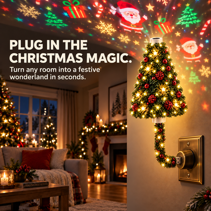 🎄 Plug-In Christmas Tree Projection Night Light – Instant Holiday Room Decor