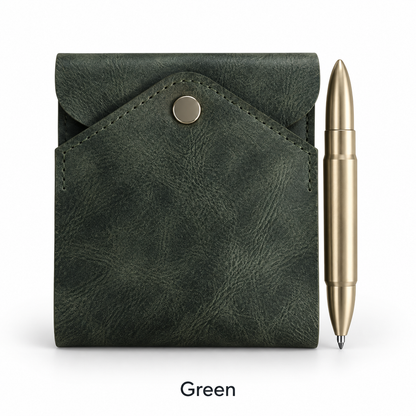 Vintage Handmade Leather Wallet With Pen Slot