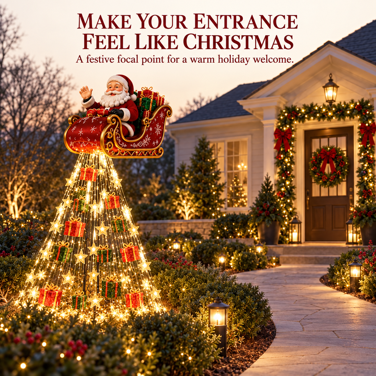 🎅 Santa Sleigh Christmas Cascade Lights – Bring Holiday Magic Home