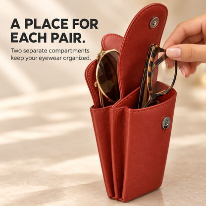 👓 Foldable Dual Glasses Case – Carry Two Pairs Without Two Bulky Cases