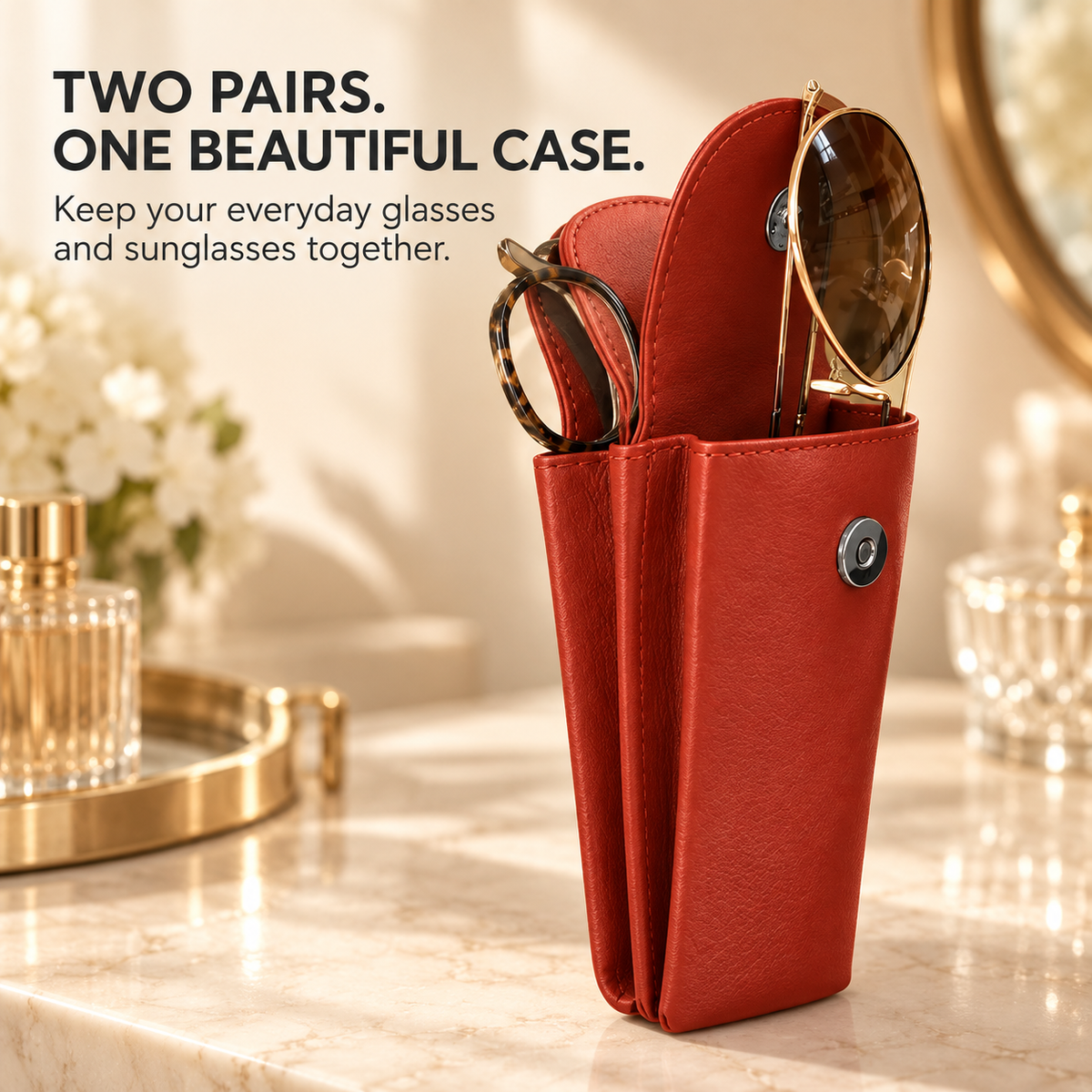 👓 Foldable Dual Glasses Case – Carry Two Pairs Without Two Bulky Cases