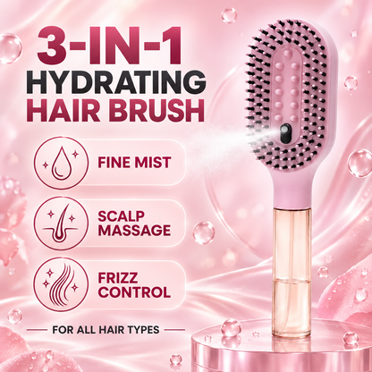 3-in-1 Refillable Mist Spray Hair Brush – Hydrate, Detangle & Massage