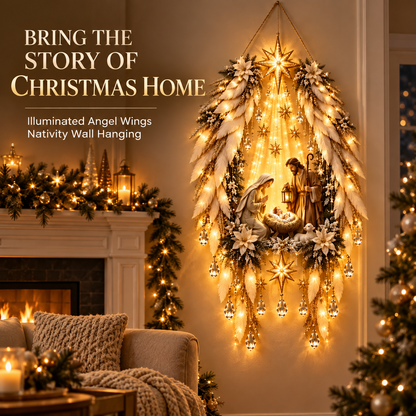 Illuminated Angel Wings Nativity Wall Hanging – Meaningful Christmas Décor