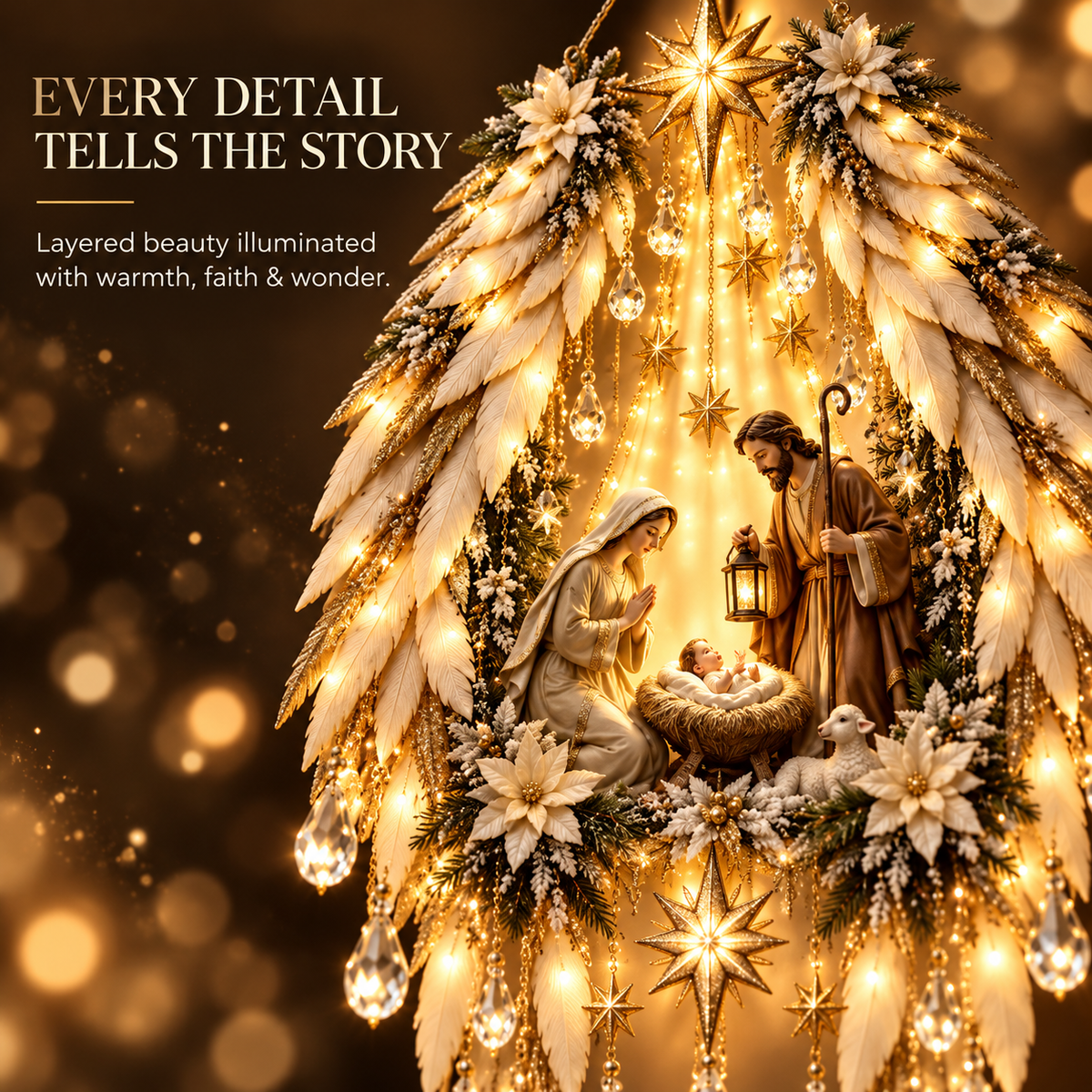 Illuminated Angel Wings Nativity Wall Hanging – Meaningful Christmas Décor