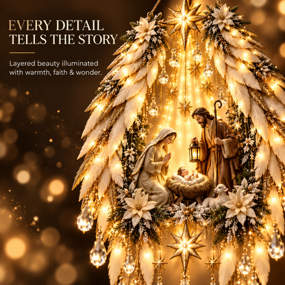 Illuminated Angel Wings Nativity Wall Hanging – Meaningful Christmas Décor