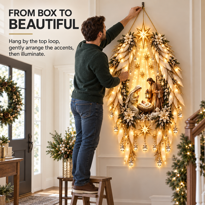 Illuminated Angel Wings Nativity Wall Hanging – Meaningful Christmas Décor