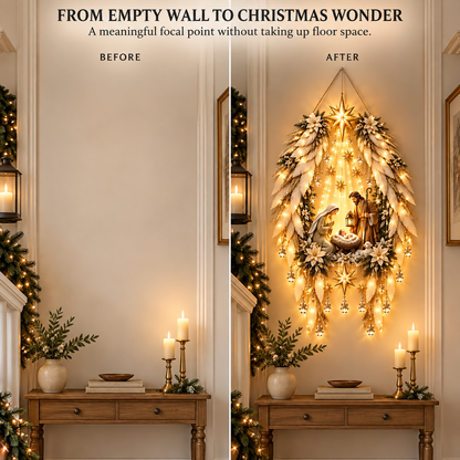 Illuminated Angel Wings Nativity Wall Hanging – Meaningful Christmas Décor