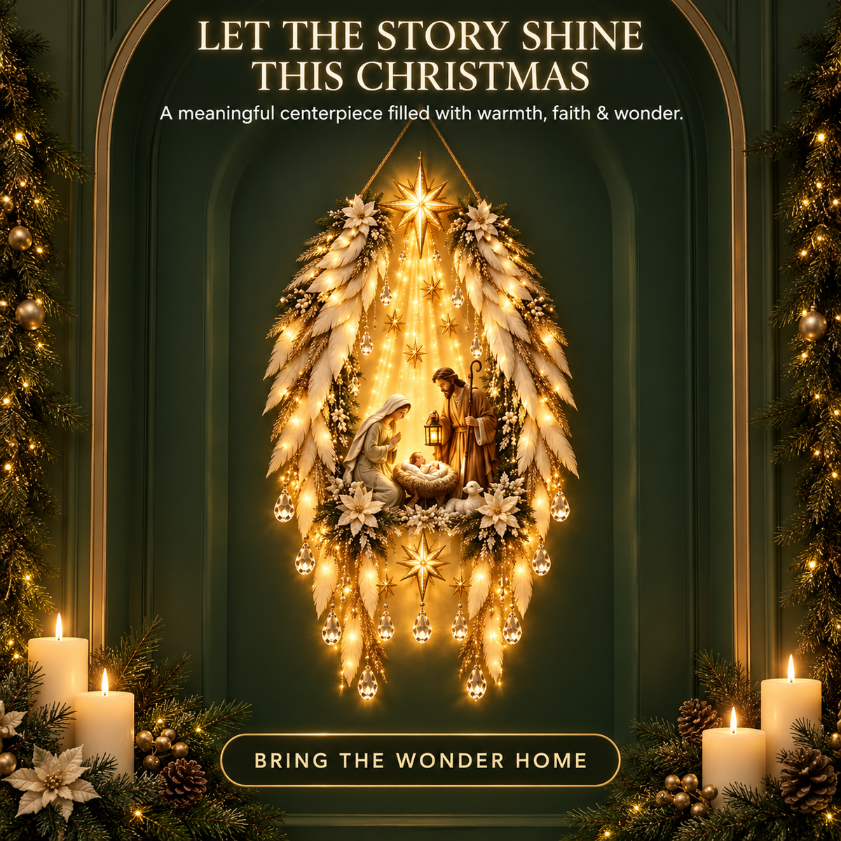 Illuminated Angel Wings Nativity Wall Hanging – Meaningful Christmas Décor