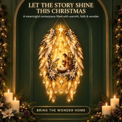 Illuminated Angel Wings Nativity Wall Hanging – Meaningful Christmas Décor
