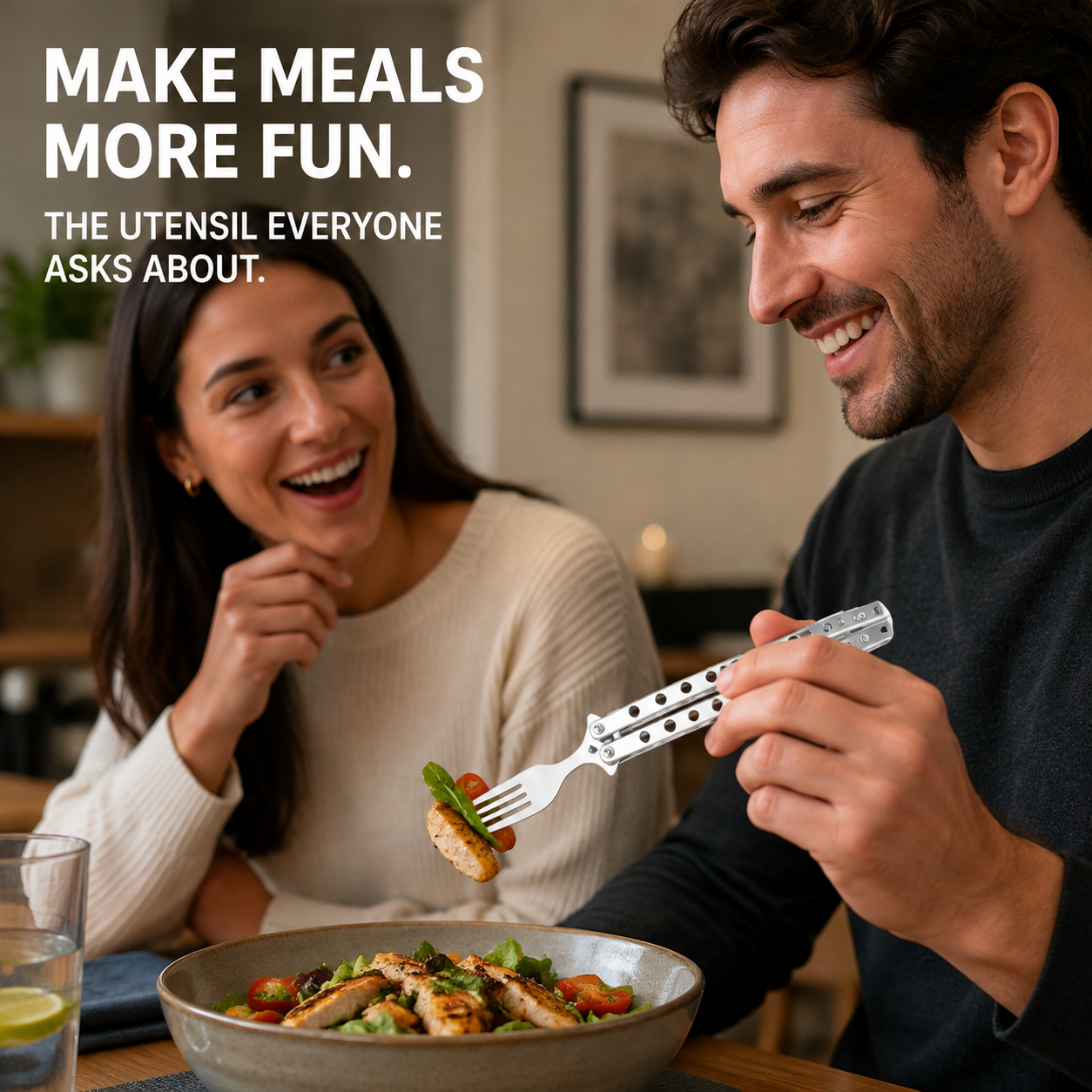 Interactive Flip-Handle Utensil – Fork & Spoon Styles | Flip, Lock & Eat 🍴