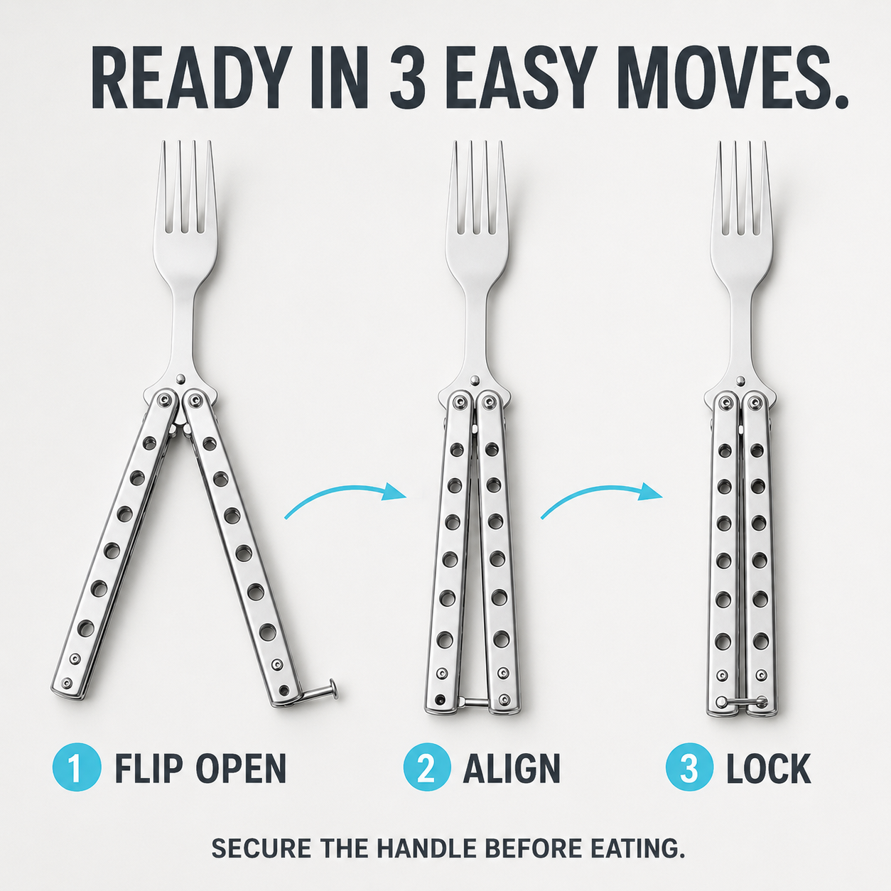 Interactive Flip-Handle Utensil – Fork & Spoon Styles | Flip, Lock & Eat 🍴