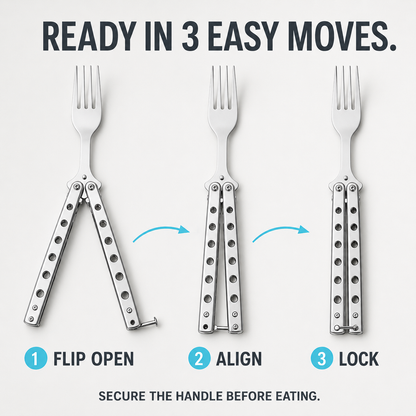 Interactive Flip-Handle Utensil – Fork & Spoon Styles | Flip, Lock & Eat 🍴