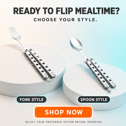 Interactive Flip-Handle Utensil – Fork & Spoon Styles | Flip, Lock & Eat 🍴