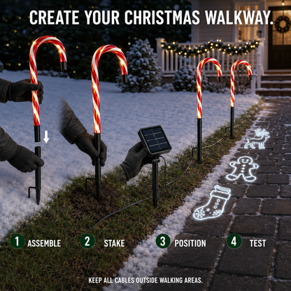Solar Candy Cane Projector Pathway Lights – Light the Way to Christmas 🎄