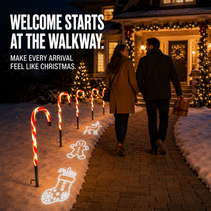 Solar Candy Cane Projector Pathway Lights – Light the Way to Christmas 🎄