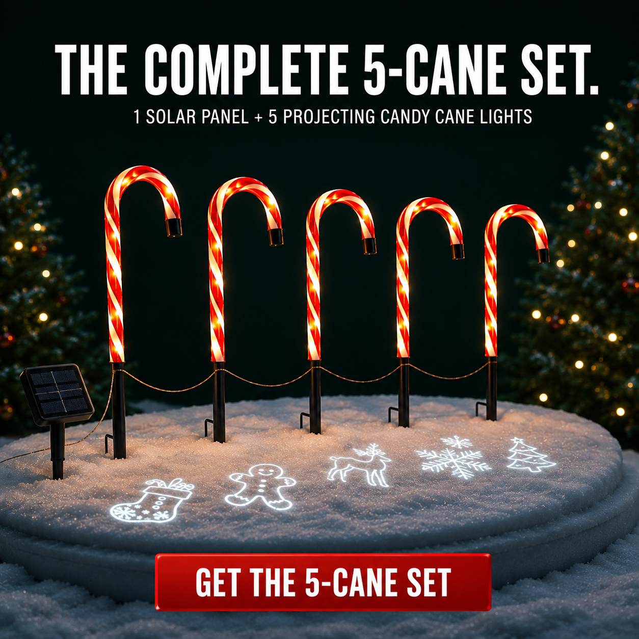 Solar Candy Cane Projector Pathway Lights – Light the Way to Christmas 🎄