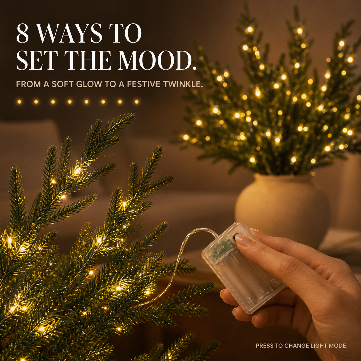 5-Piece Pre-Lit Norfolk Pine Twinkle Stems – A Vase Full of Christmas Glow ✨