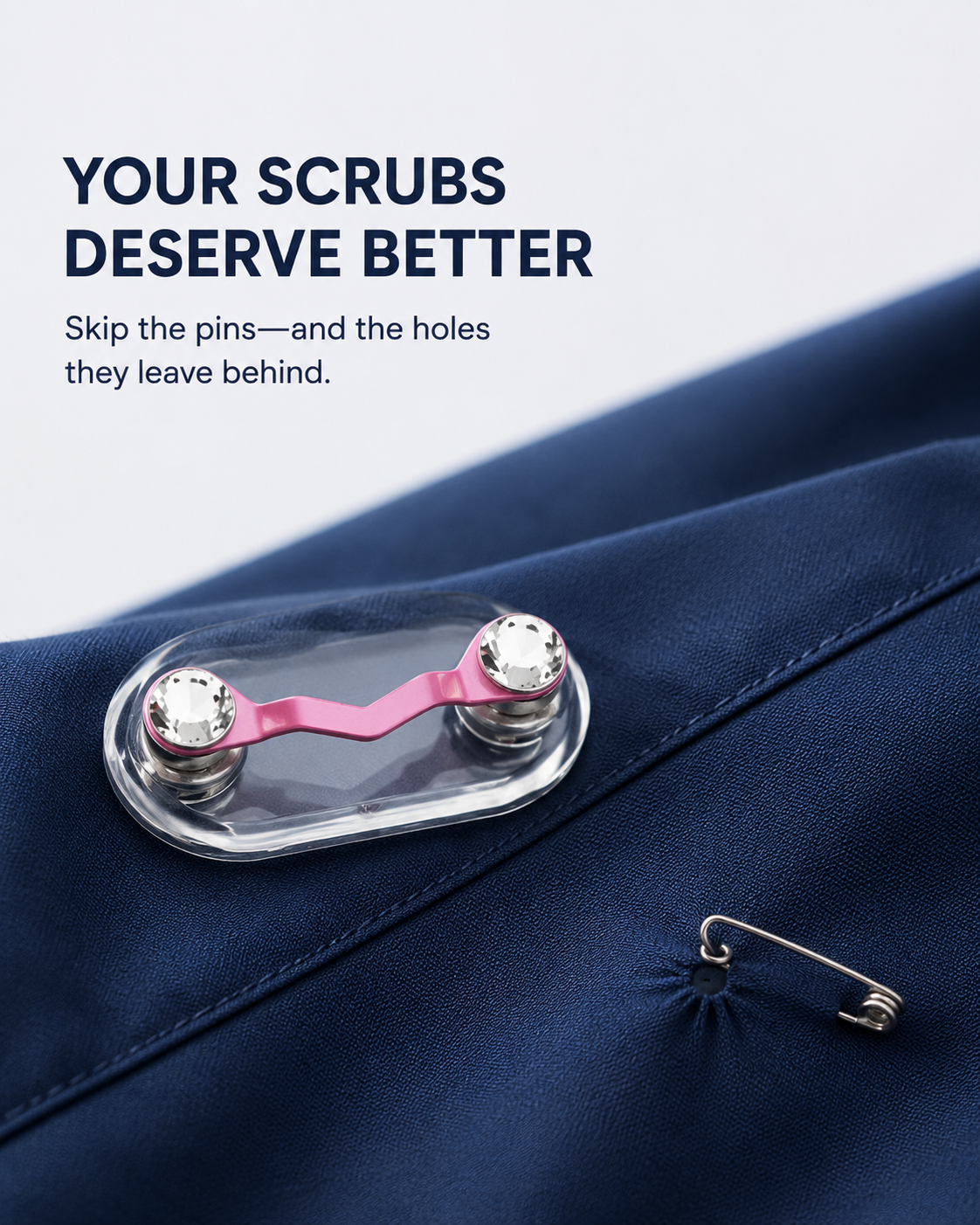 No-Pin Magnetic Badge Reel Holder for Scrubs – Strong Dual-Magnet Clip ✨