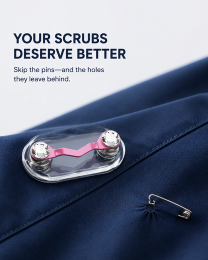 No-Pin Magnetic Badge Reel Holder for Scrubs – Strong Dual-Magnet Clip ✨