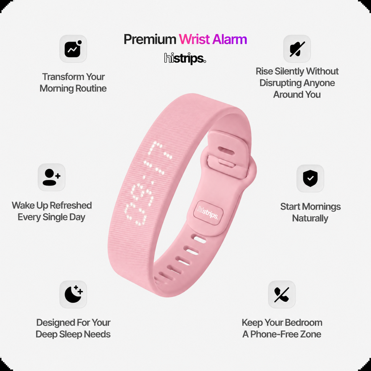 ⌚  Silent Vibration Alarm Clock - Wrist-Worn Wake-Up Device for Heavy Sleepers