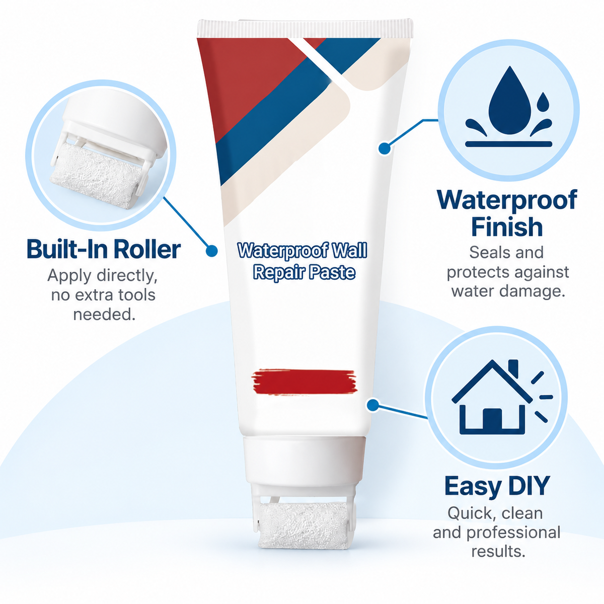 🥳2026 HOT SALE🥳💞50K+ SOLD! 🥩🍴 48% OFF!All-in-One Wall Repair Paste with Roller Brush