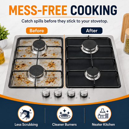 🧽 Reusable Gas Stove Burner Liners – Cook More, Scrub Less