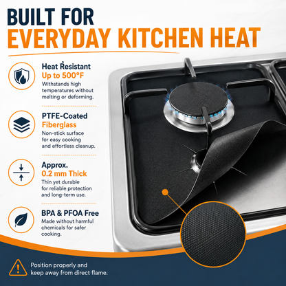🧽 Reusable Gas Stove Burner Liners – Cook More, Scrub Less