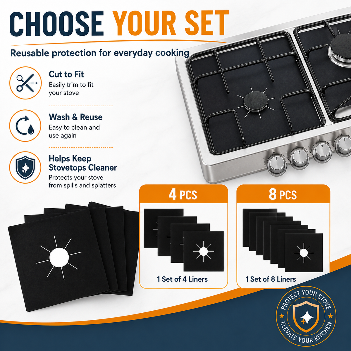 🧽 Reusable Gas Stove Burner Liners – Cook More, Scrub Less