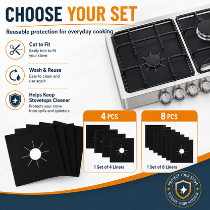 🧽 Reusable Gas Stove Burner Liners – Cook More, Scrub Less