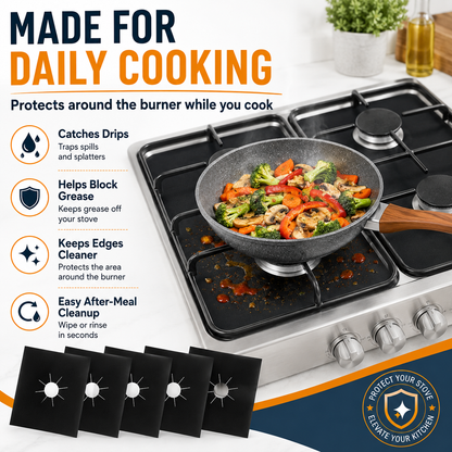 🧽 Reusable Gas Stove Burner Liners – Cook More, Scrub Less