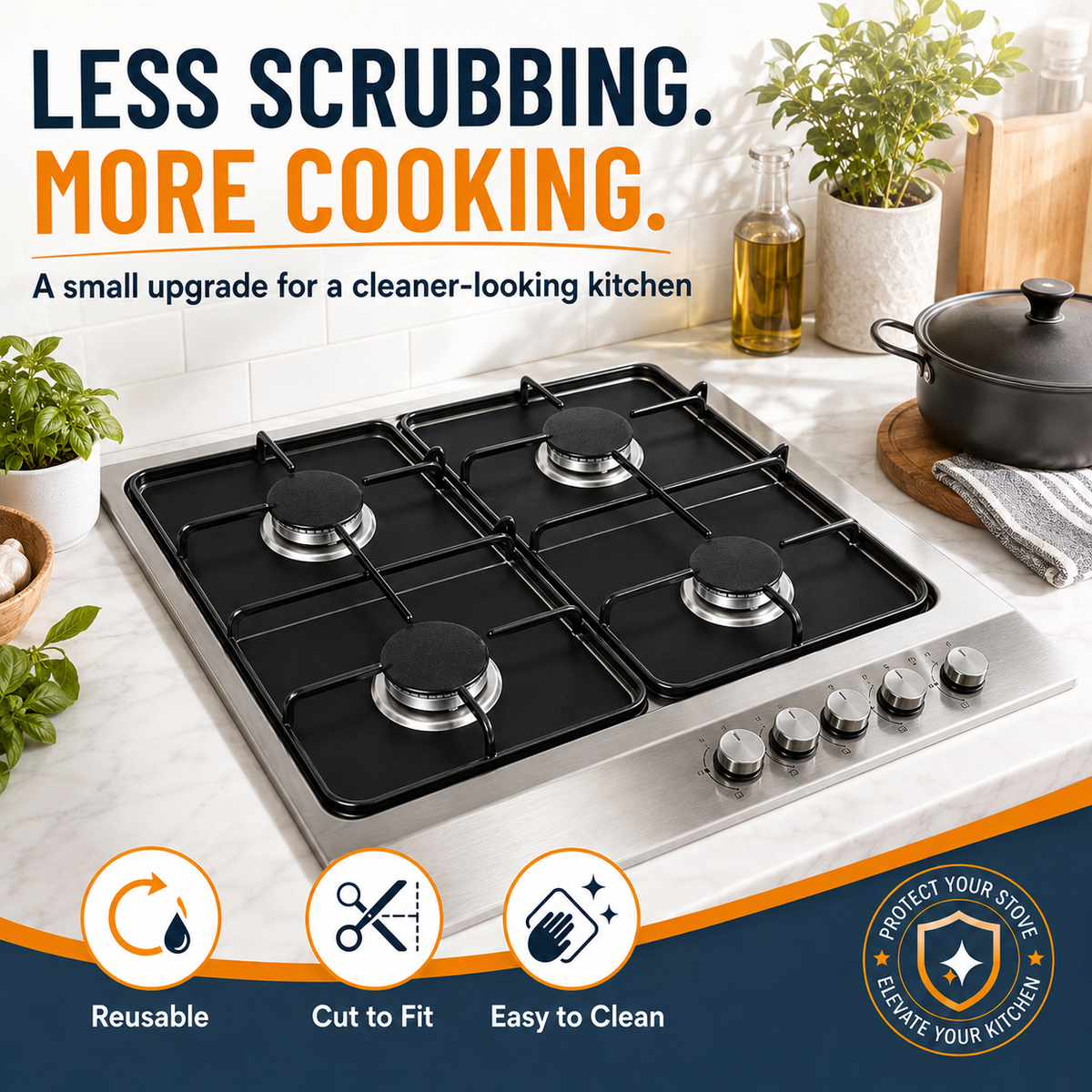 🧽 Reusable Gas Stove Burner Liners – Cook More, Scrub Less