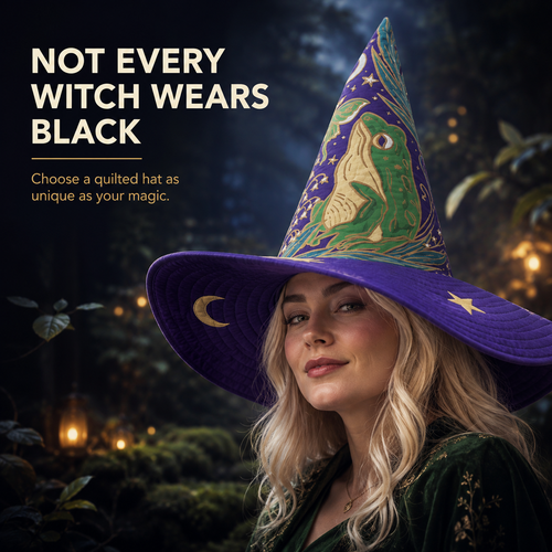 Quilted Patchwork Witch Hat – Choose Your Magical Pattern ✨