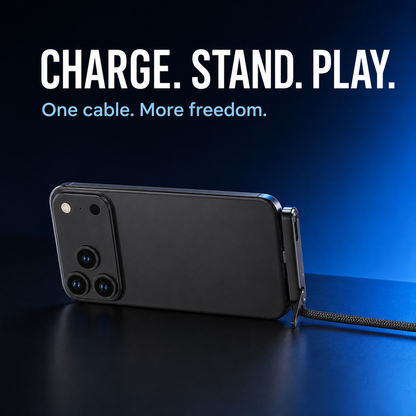 ⚡ FoldCharge™ 2-in-1 Phone Stand Charging Cable