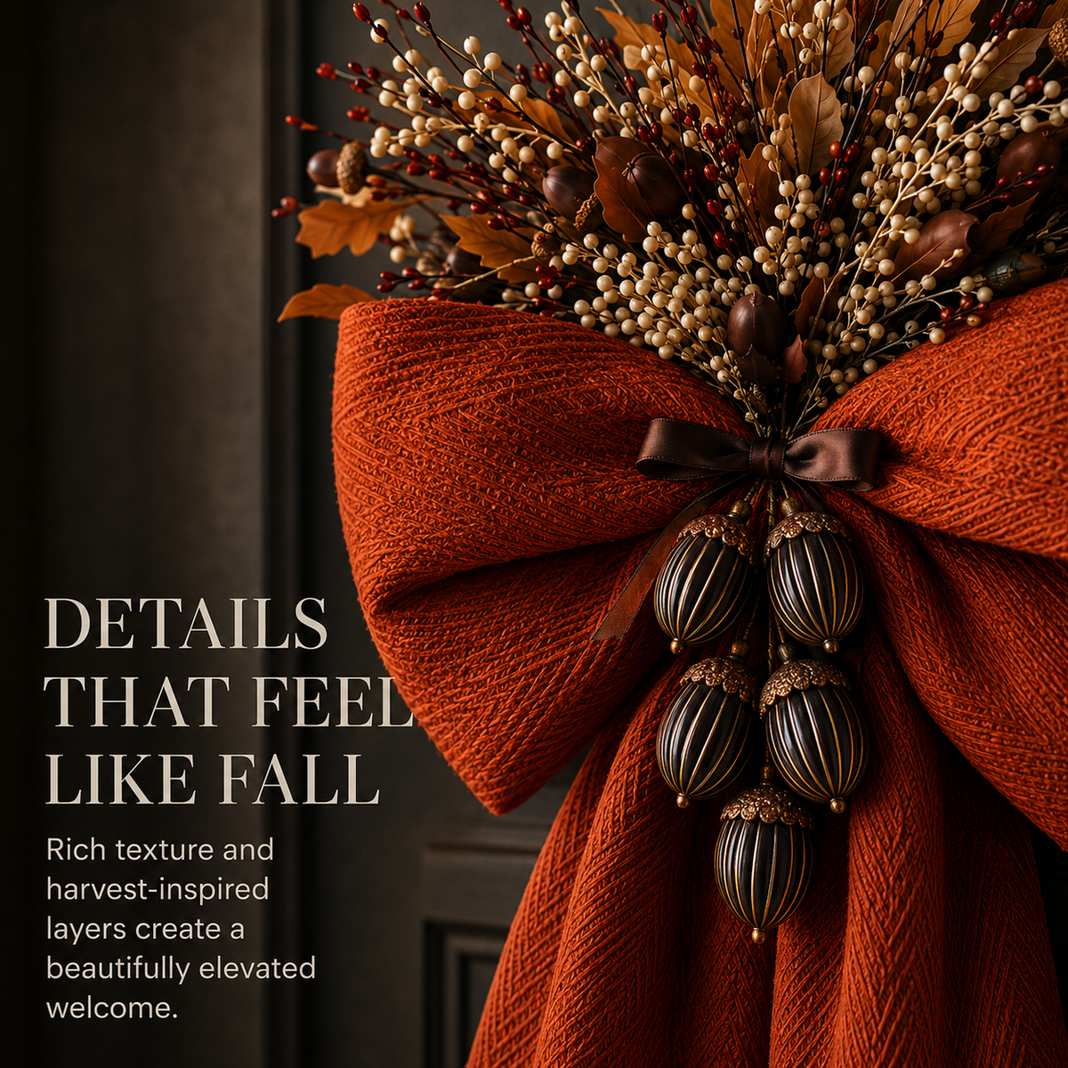 Oversized Autumn Floral Bow Door Swag – A Warm Fall Welcome