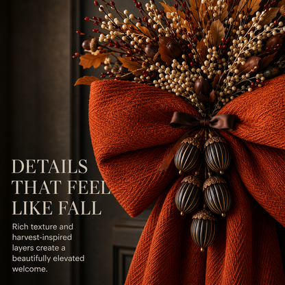 Oversized Autumn Floral Bow Door Swag – A Warm Fall Welcome