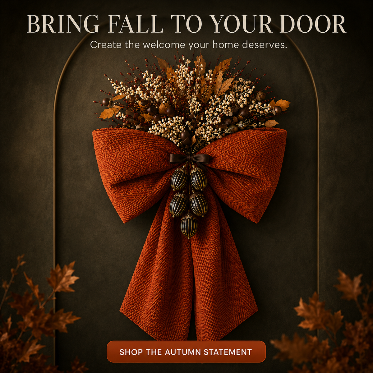 Oversized Autumn Floral Bow Door Swag – A Warm Fall Welcome