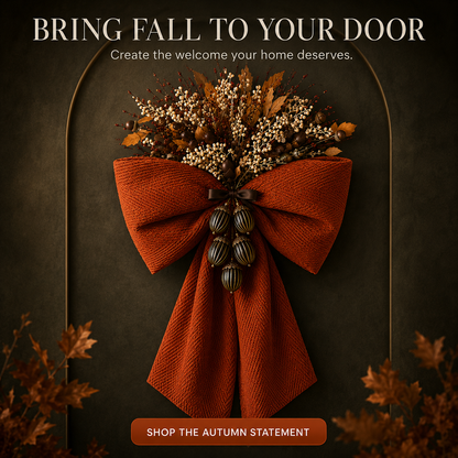 Oversized Autumn Floral Bow Door Swag – A Warm Fall Welcome