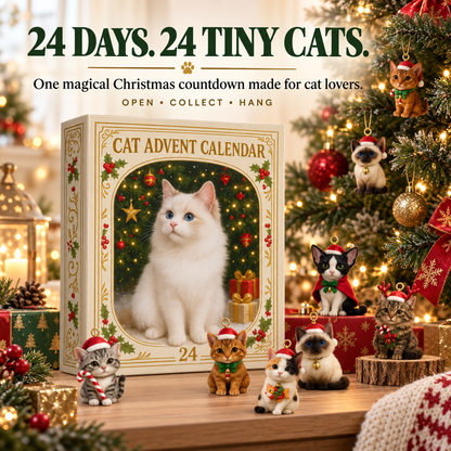 🐱 24-Day Cat Advent Calendar – Tiny Christmas Cat Ornaments