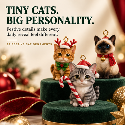 🐱 24-Day Cat Advent Calendar – Tiny Christmas Cat Ornaments