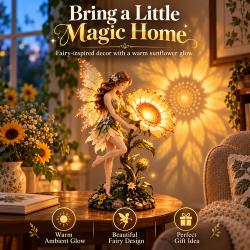 🧚 Fairy Sunflower Projection Lamp – Magical Warm Glow Home Decor