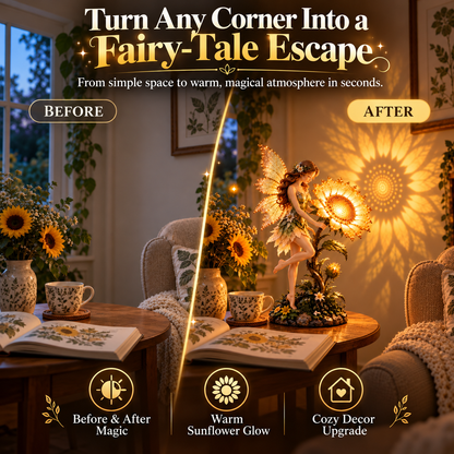 🧚 Fairy Sunflower Projection Lamp – Magical Warm Glow Home Decor
