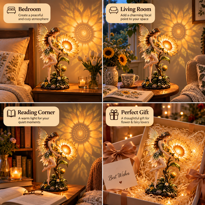 🧚 Fairy Sunflower Projection Lamp – Magical Warm Glow Home Decor