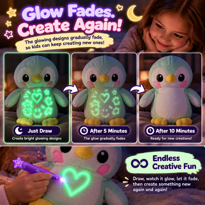 ✨ Glow & Draw Plush Toy – Reusable Light-Up Doodle Friend for Kids