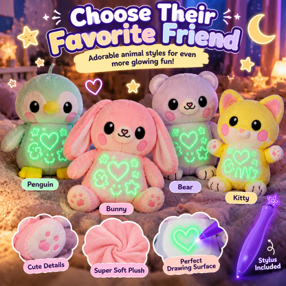✨ Glow & Draw Plush Toy – Reusable Light-Up Doodle Friend for Kids