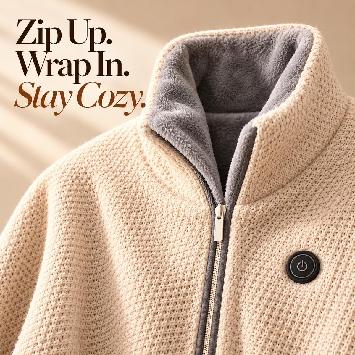 🔥 Heated Wearable Blanket Cape – Zip-Up Cozy Wrap for Travel, Car & Office