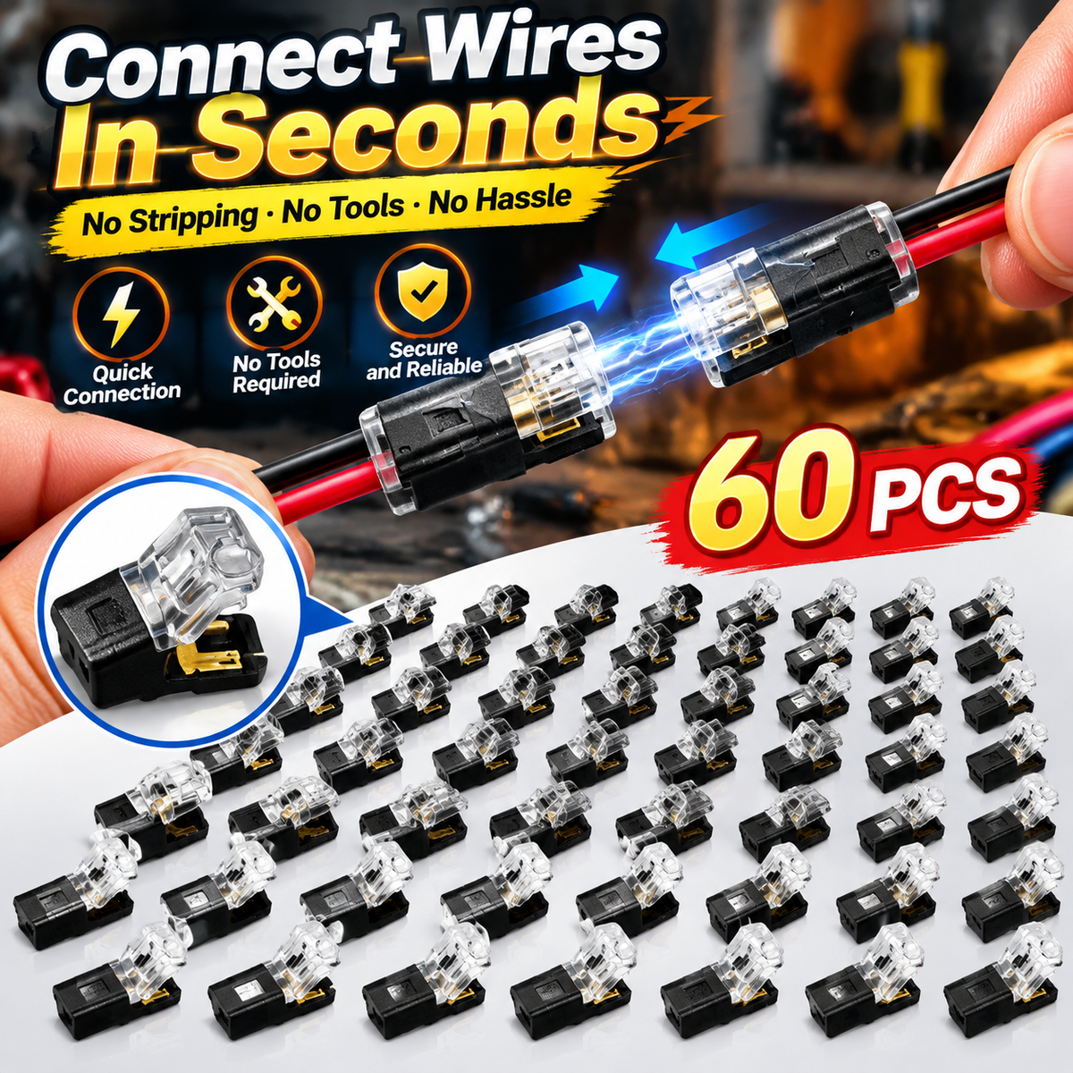 ⚡ Quick Wire Connectors 60PCS – Fast Electrical Wire Splice Connectors For DIY Repairs